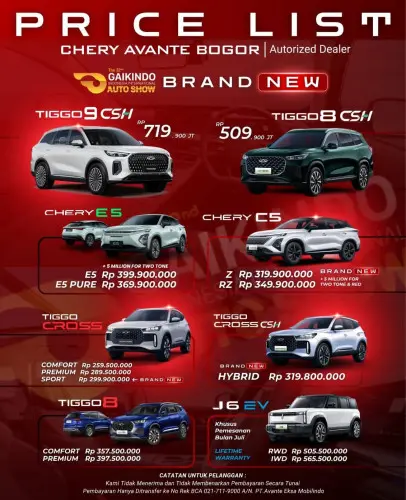 Pricelist Harga Chery summarecontangerang 2025